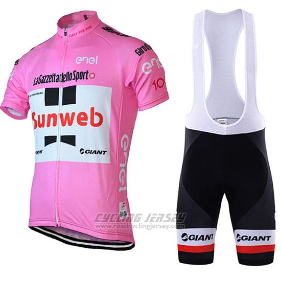 2018 Cycling Jersey Sunweb Pink and White Short Sleeve and Bib Short